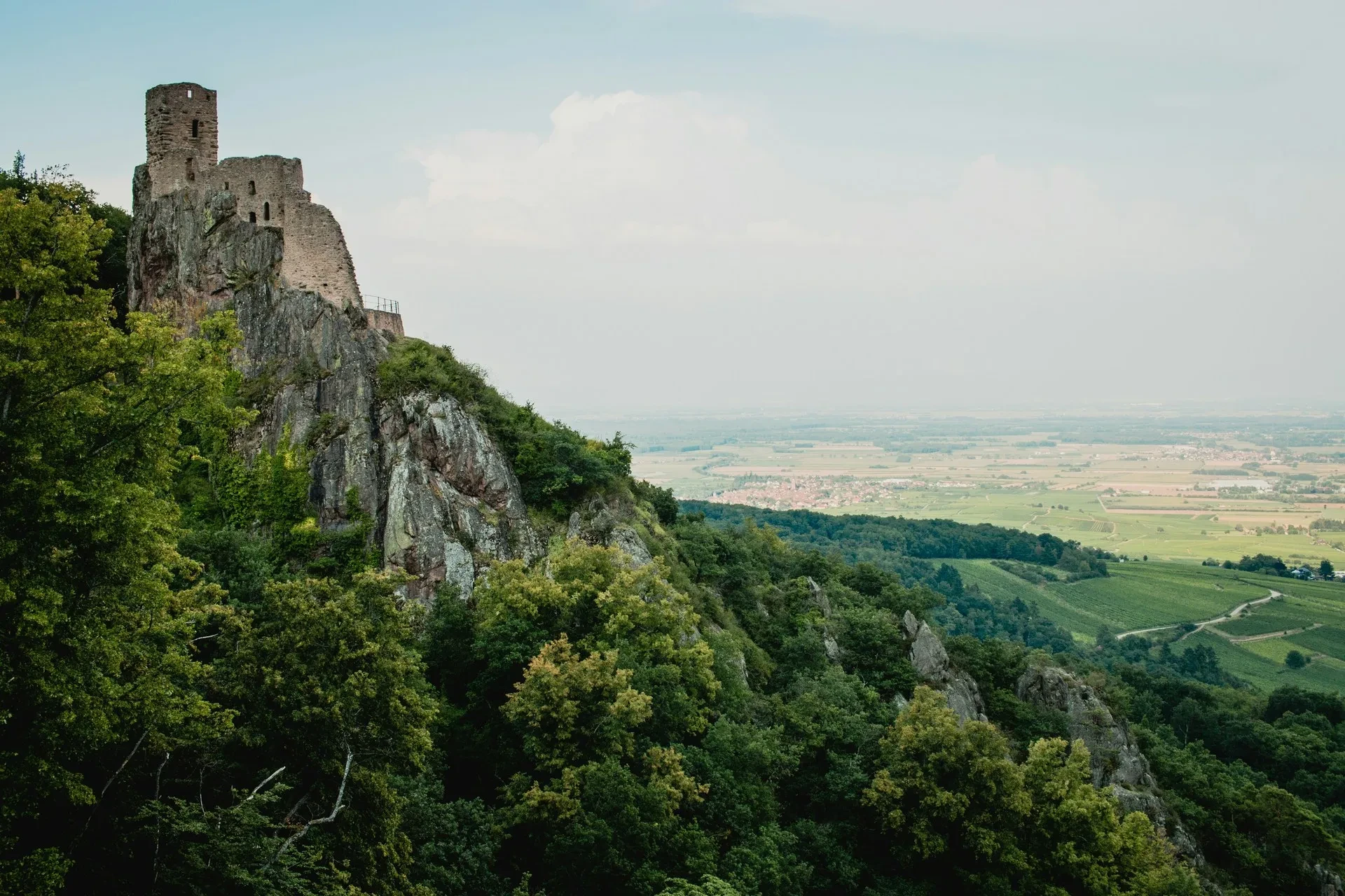 Ancient castle on a lush hilltop