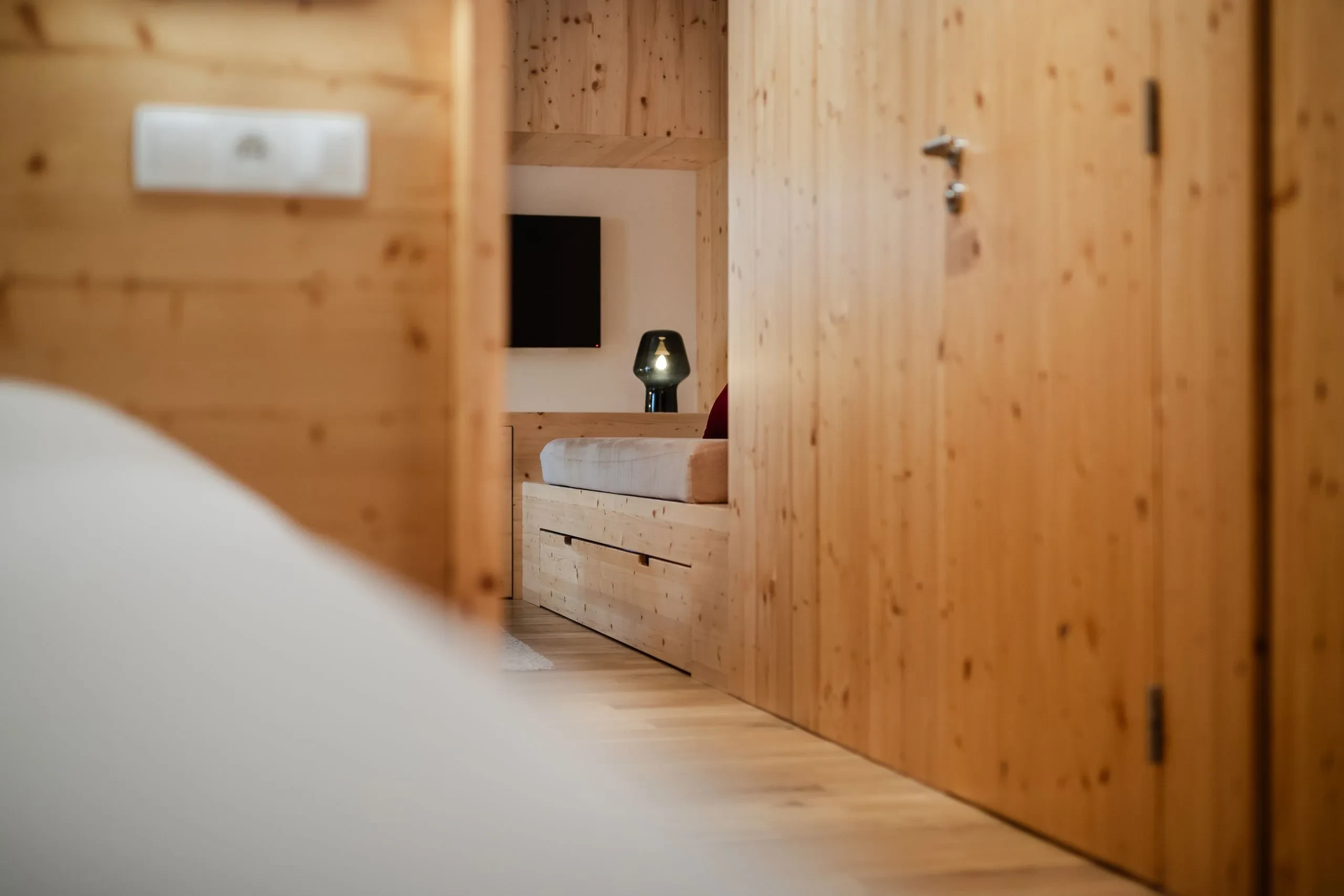 Cozy wooden interior with soft lighting