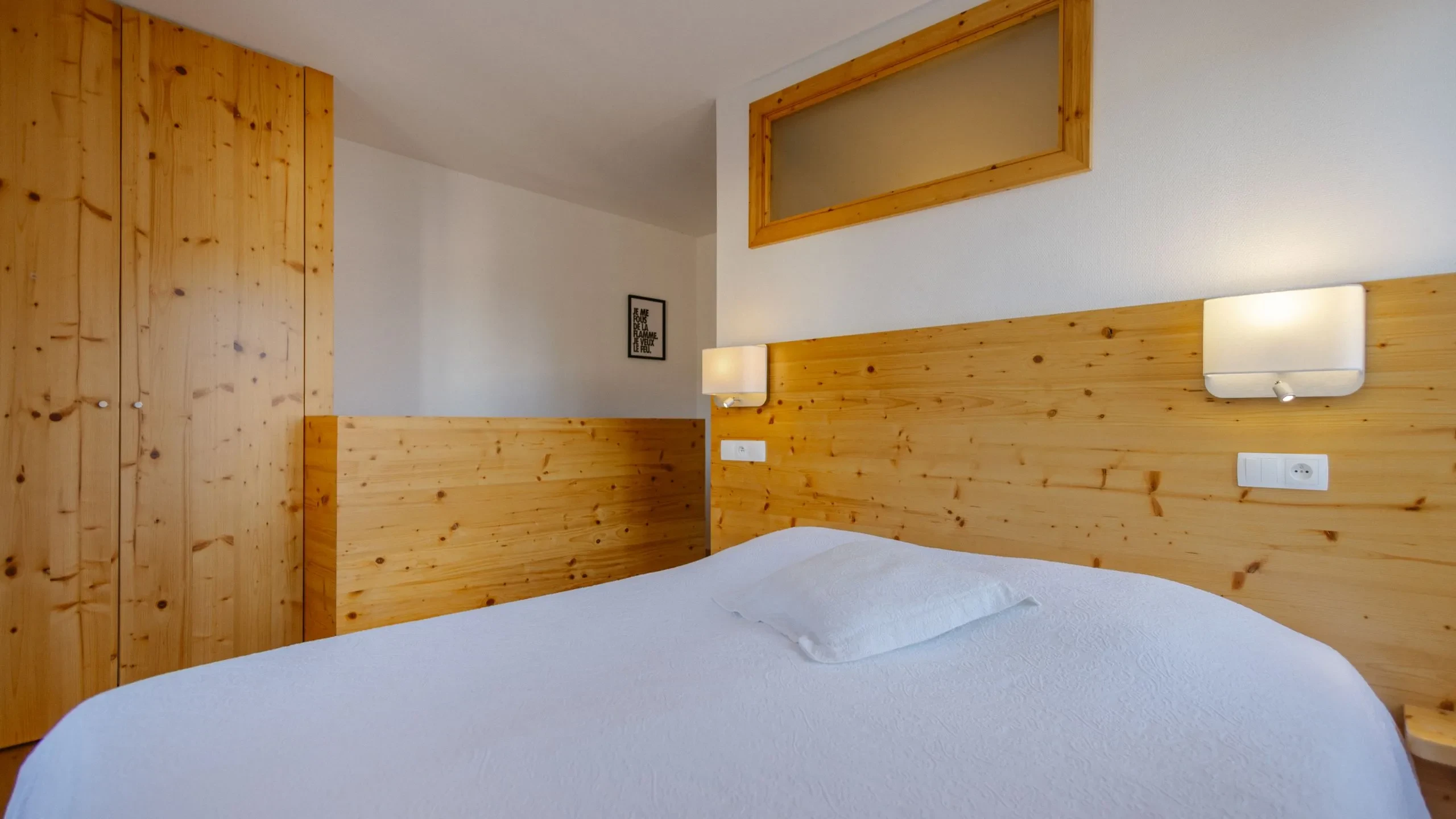 Cozy bedroom with wooden accents