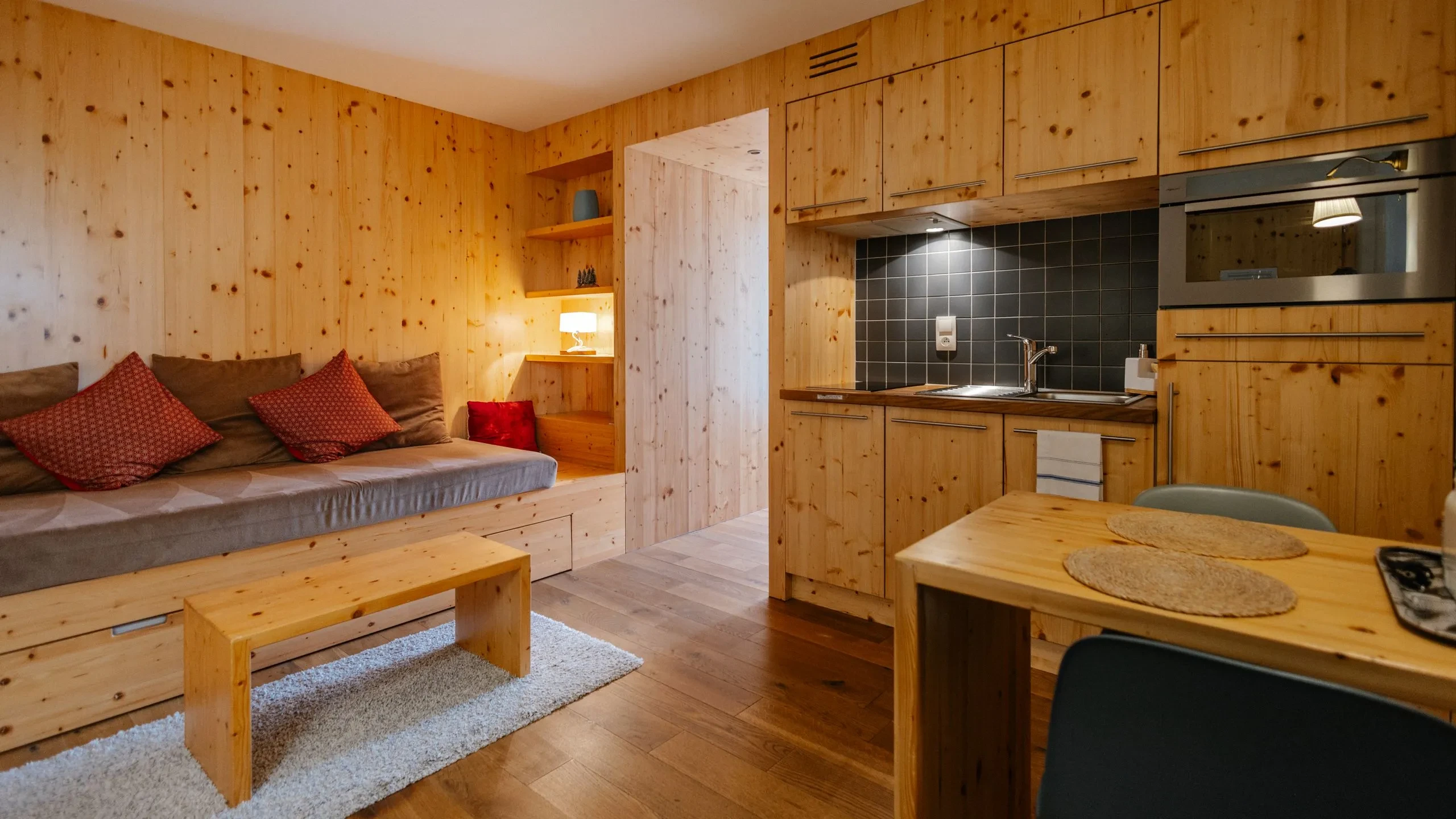 Cozy wooden interior living area