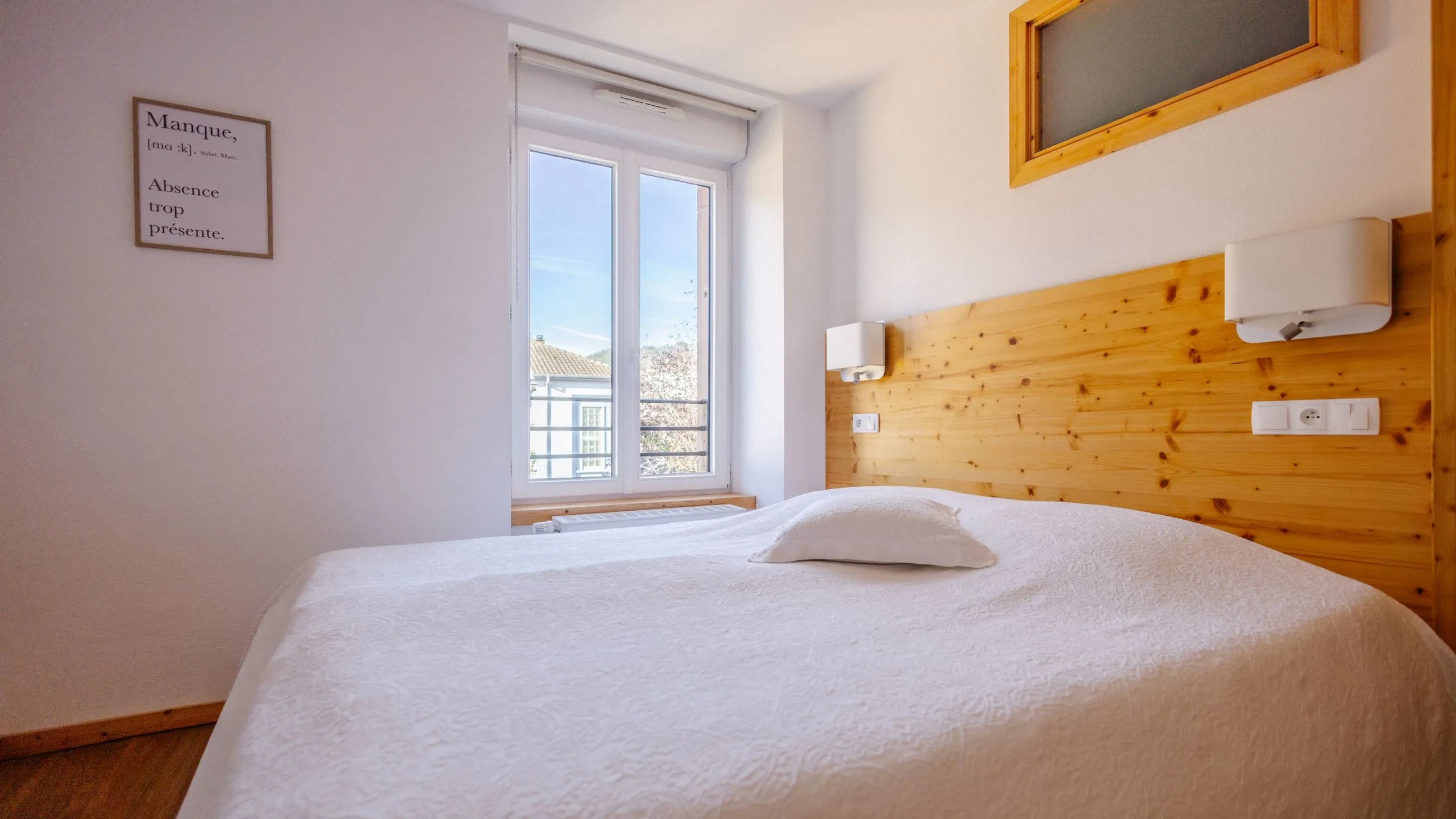 Cozy bedroom with wooden accents