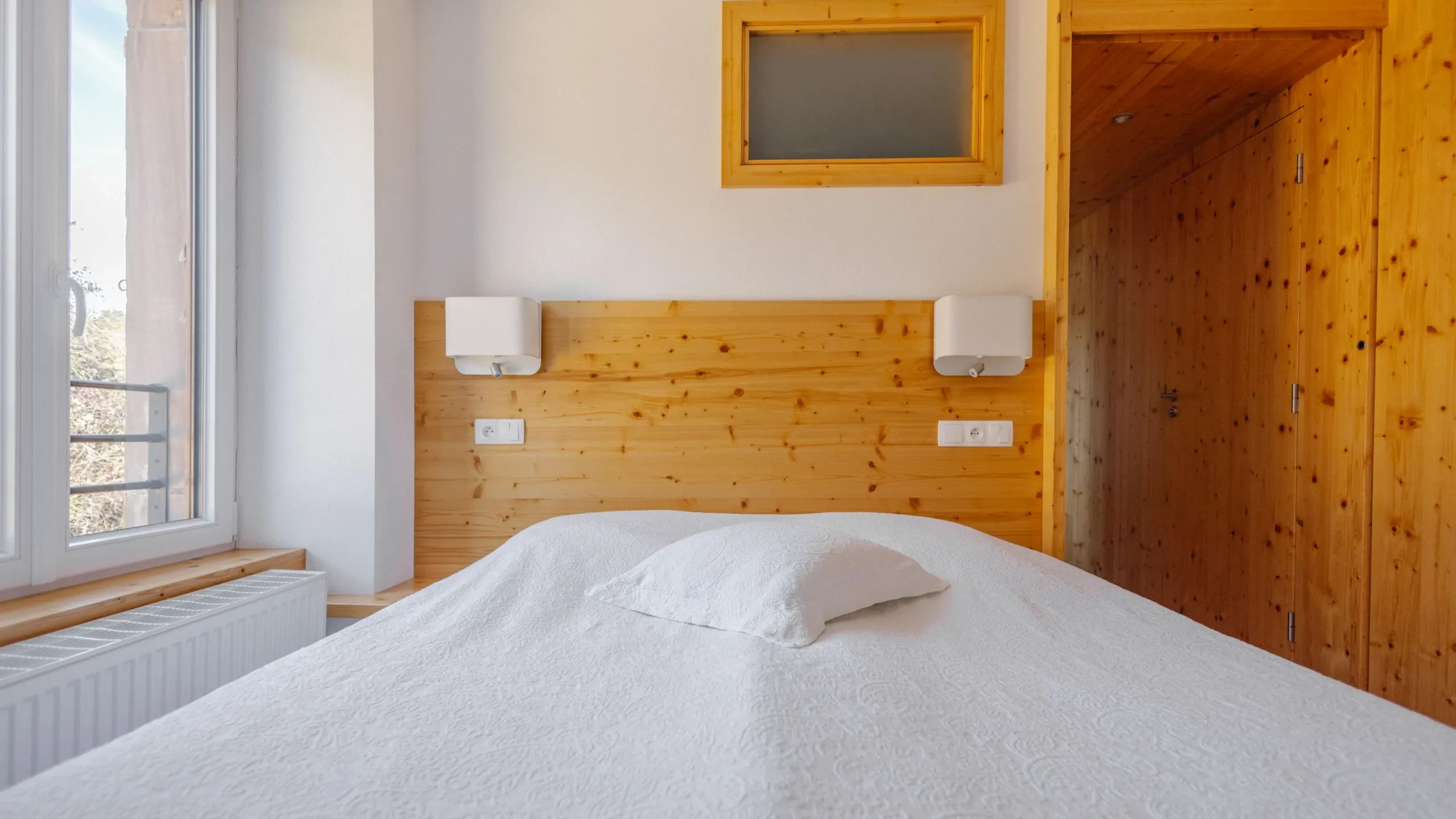 Cozy bedroom with wooden accents